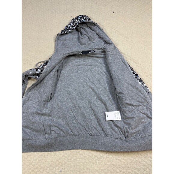 Love Moschino Sequined Jacket Full Zip with Hood | Gray | Womens Size 2 - Picture 14 of 16